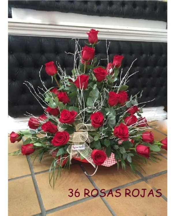 Centro de 36 Rosas Rojas