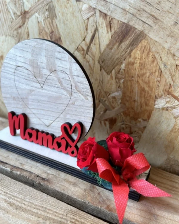 Corazón madera Mamá. 2 Corazon madera Mama