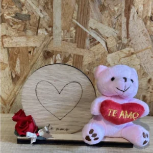 Madera con osito y rosas preservadas. 5 Madera con osito y rosas preservadas. - Imagen 3
