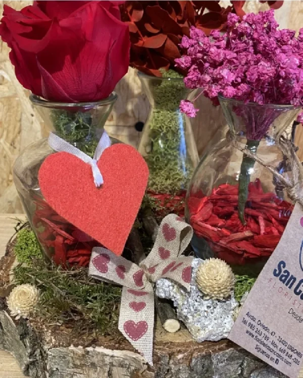 Rodaja Madera con Rosa Roja Preservada. 2 Rodaja Madera con Rosa Roja Preservada 2