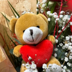 Rosa Única Especial Mamá + Peluche + Bombones Caja Roja - Imagen 3