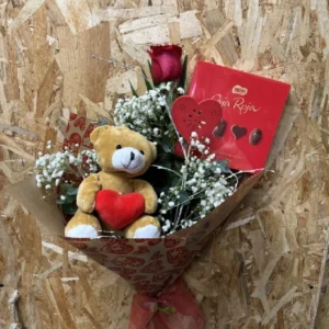 Rosa Única Especial Mamá + Peluche + Bombones Caja Roja - Imagen 4