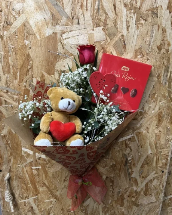 Rosa Unica Especial Mama Peluche Bombones Caja Roja 2