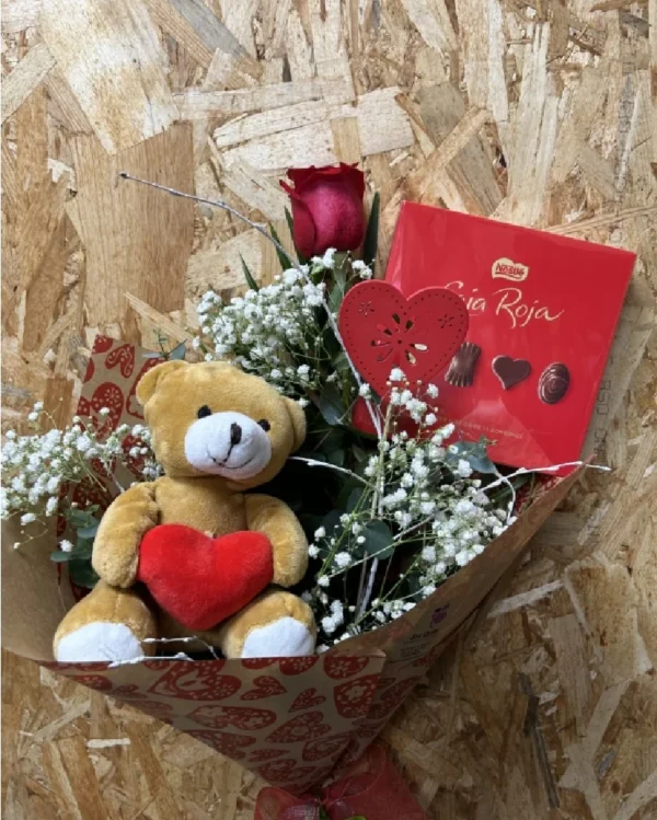 Rosa Unica Especial Mama Peluche Bombones Caja Roja 4