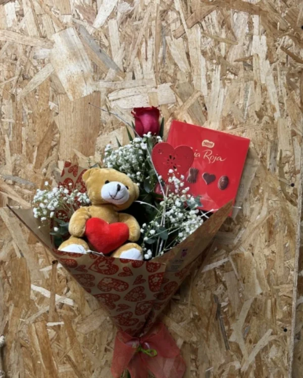 Rosa Unica Especial Mama Peluche Bombones Caja Roja