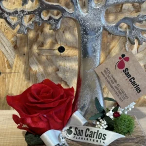 Árbol de la vida con rosa preservada roja. - Imagen 4