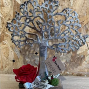 Árbol de la vida con rosa preservada roja. - Imagen 3