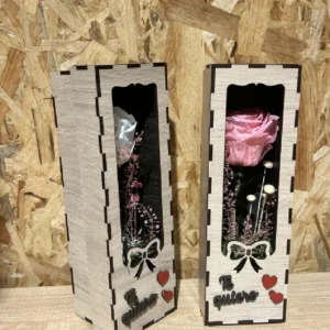 Caja madera Te quiero con rosa blanca o rosa preservada. 6 Caja madera Te quiero con rosa blanca o rosa preservada. - Imagen 3