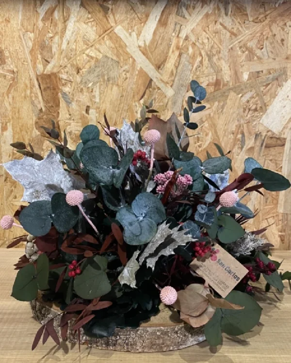 Centro eucalipto preservado en rodaja madera. 2 Centro eucalipto preservado en rodaja madera 1