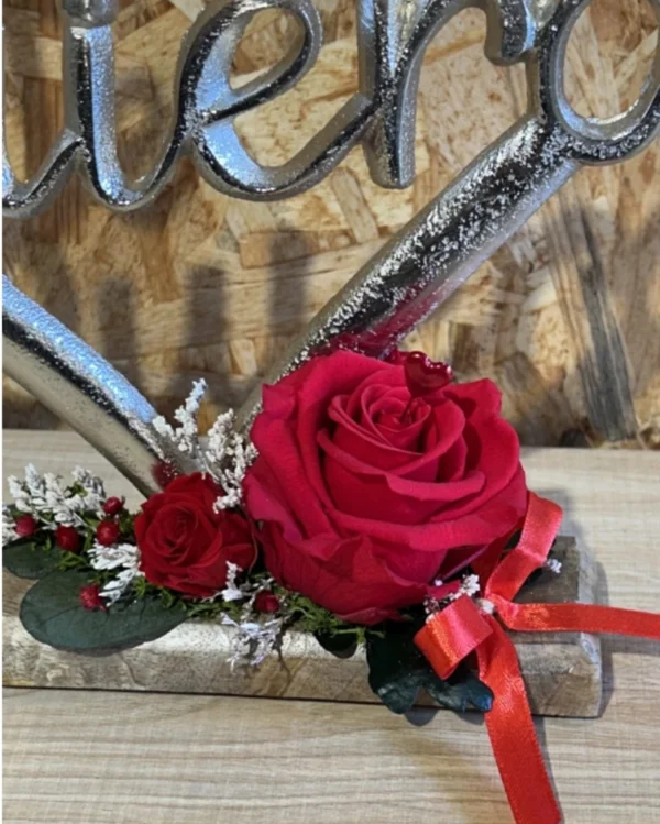 Corazón metal Te quiero con rosa roja preservada. 2 Corazon metal Te quiero con rosa roja preservada 1