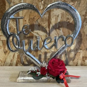Corazón metal Te quiero con rosa roja preservada. 4 Corazón metal Te quiero con rosa roja preservada. - Imagen 2