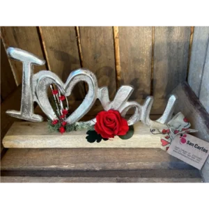 Letras metal I love You con rosa roja preservada. 5 Letras metal I love You con rosa roja preservada. - Imagen 3