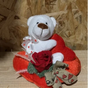 Peluche con rosa roja preservada. - Imagen 6