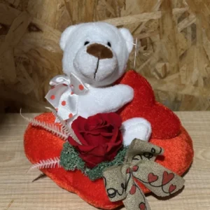 Peluche con rosa roja preservada. - Imagen 3