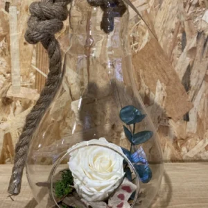 Rosa preservada Blanca en bombilla cristal L 6 Rosa preservada Blanca en bombilla cristal L - Imagen 3