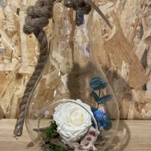 Rosa preservada Blanca en bombilla cristal L 5 Rosa preservada Blanca en bombilla cristal L - Imagen 2