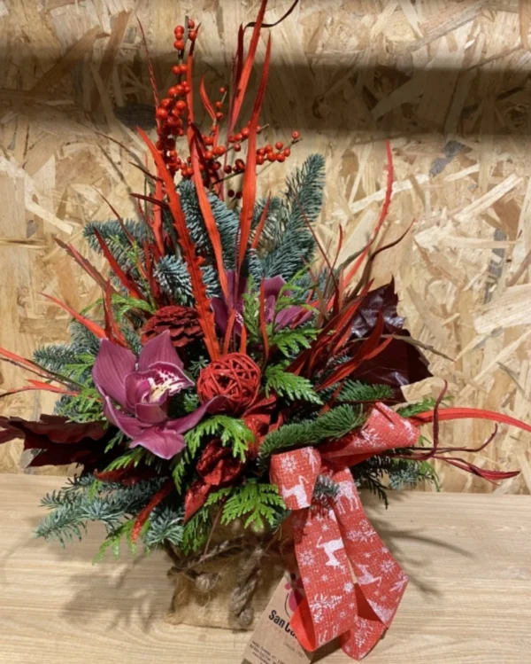 Saquito navideno tonos rojos y verdes