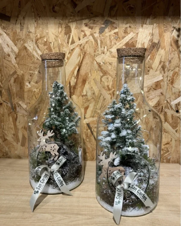 Botella cristal Navidad con led Botella cristal Navidad con led