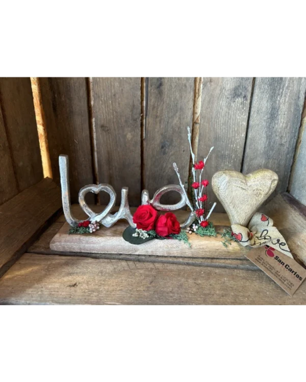 Love Metal y corazón con rosa preservada. 2 Love Metal y corazon con rosa preservada 2