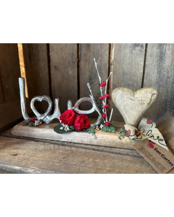 Love Metal y corazón con rosa preservada. 3 Love Metal y corazon con rosa preservada 3