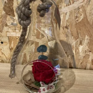 Rosa preservada roja en bombilla cristal L 4 Rosa preservada roja en bombilla cristal L - Imagen 1