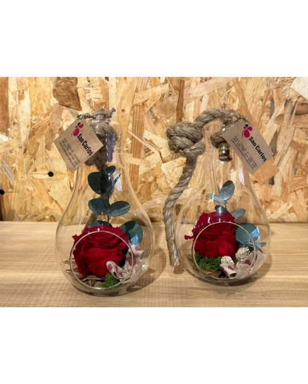 Rosa preservada roja en bombilla cristal M Rosa preservada roja en bombilla cristal M