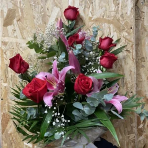 Inicio 45 Ramo funerario de rosas y lilium