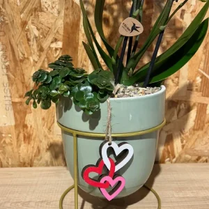 Centro metal green phalaenopsis blanca. - Imagen 3