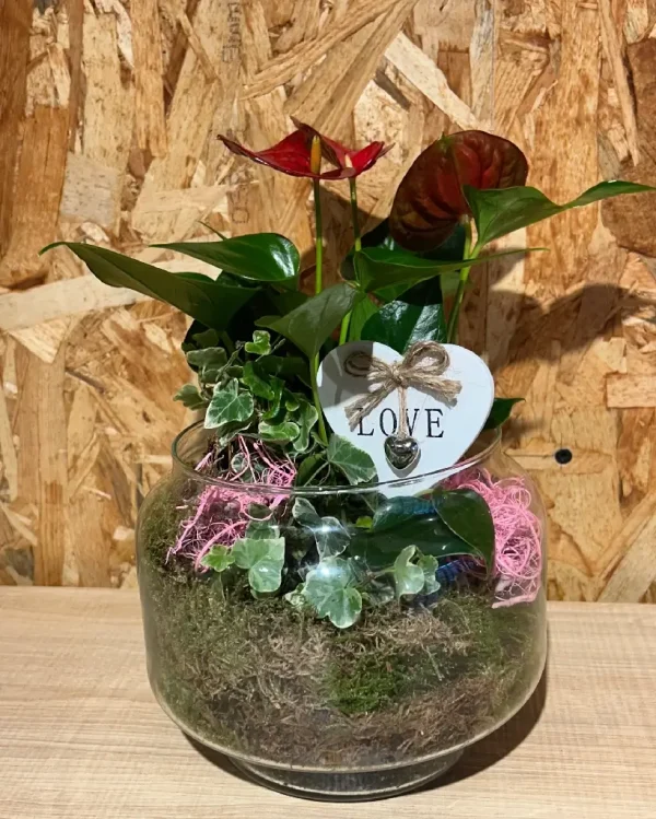 Base de cristal con plantas LOVE. 1 8070 1