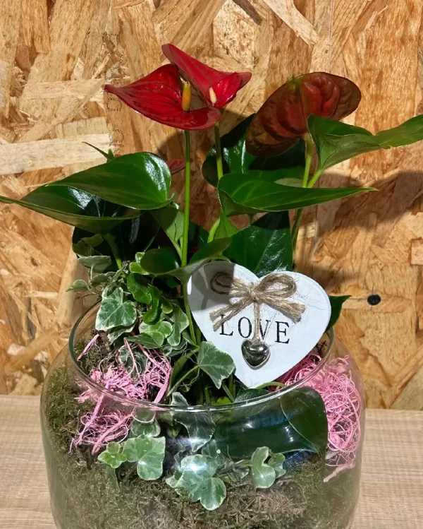 Base de cristal con plantas LOVE. 3 8072 1 1